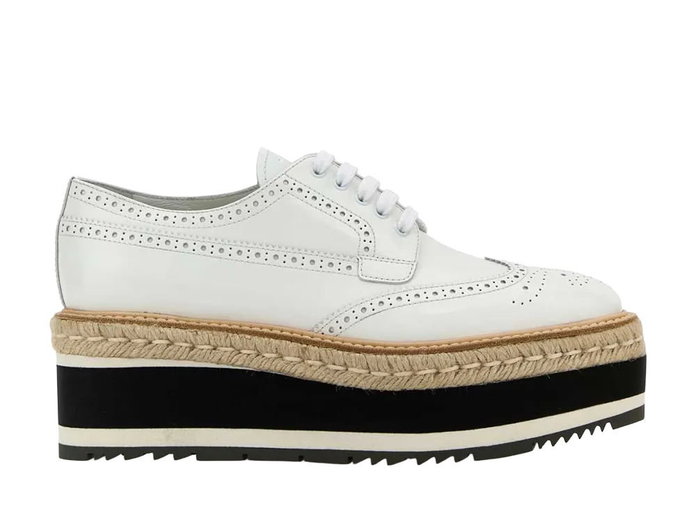 PRADA Women's Leather Lace-Up Shoes "White"