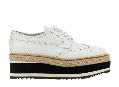 PRADA Women's Leather Lace-Up Shoes "White"