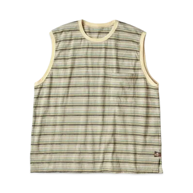 KAPITAL Multi Border India Sleeveless Big Tee "Beige Brown"