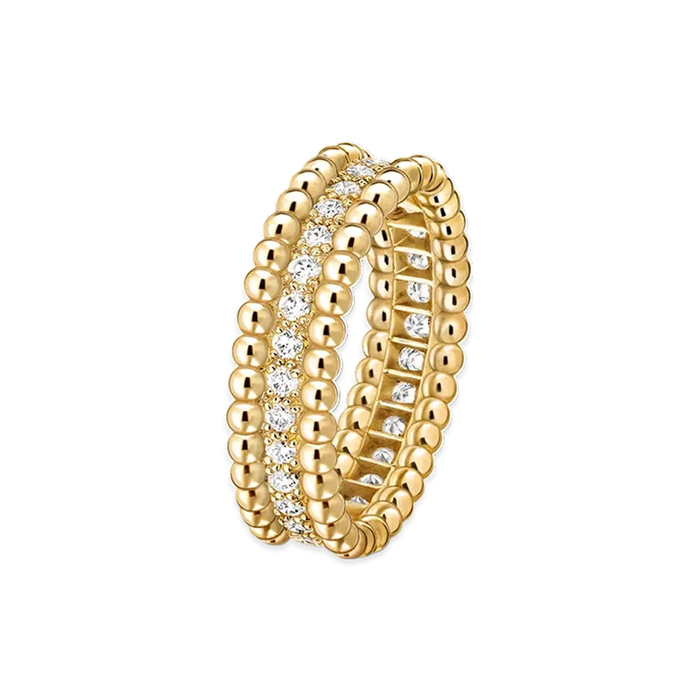 Van Cleef & Arpels Perlee diamonds ring 1 row model "18K Yellow gold/Diamond"