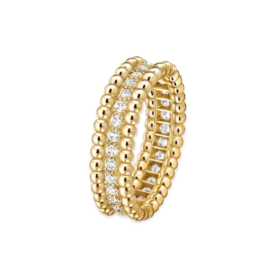 Van Cleef & Arpels Perlee diamonds ring 1 row model "18K Yellow gold/Diamond"