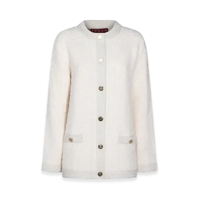 GUCCI Women's Stretch Boucle Cardigan "White"