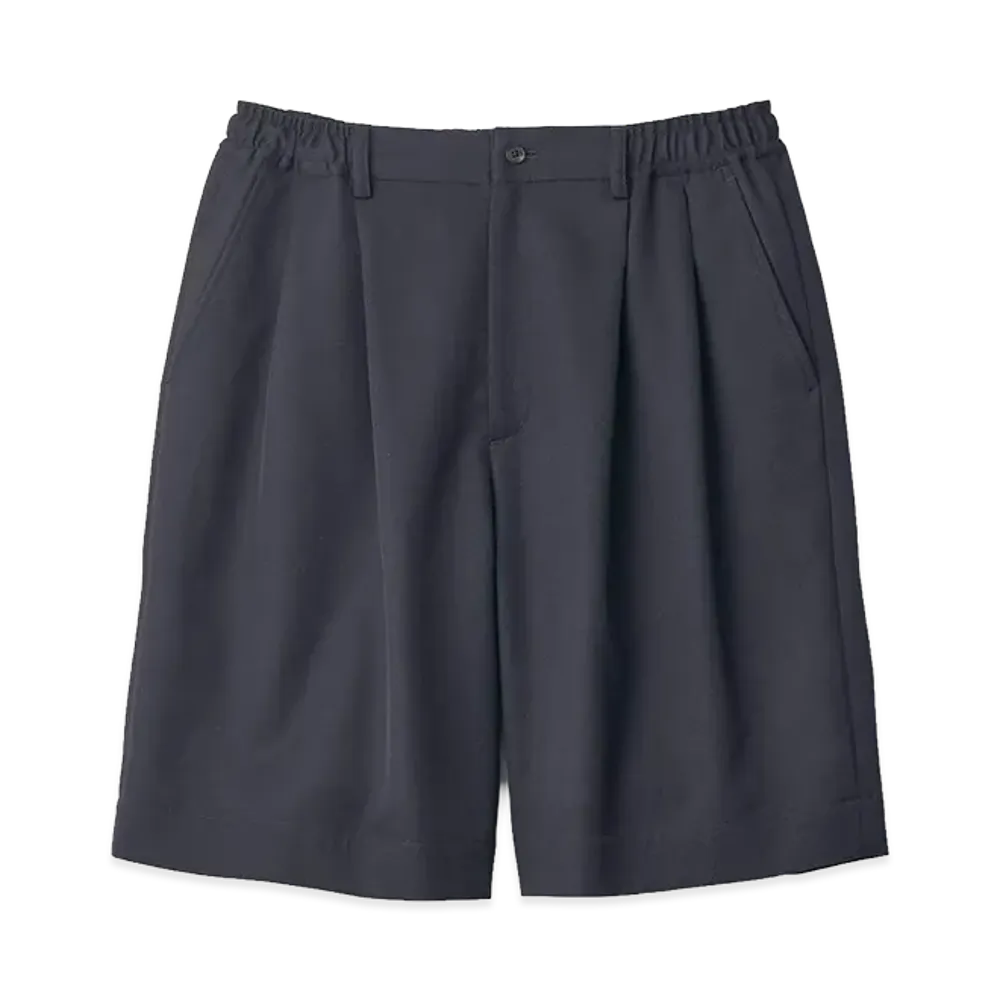 ssstein Wool Kersey Wide Easy Short Trousers "Dark Navy"