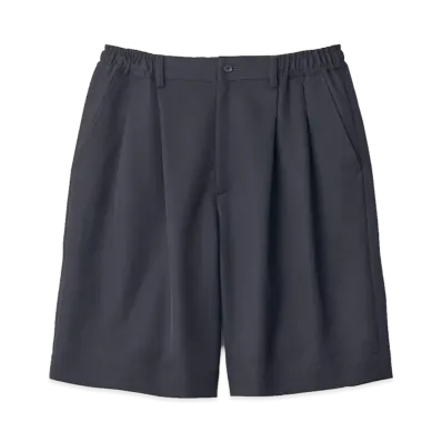 ssstein Wool Kersey Wide Easy Short Trousers "Dark Navy"