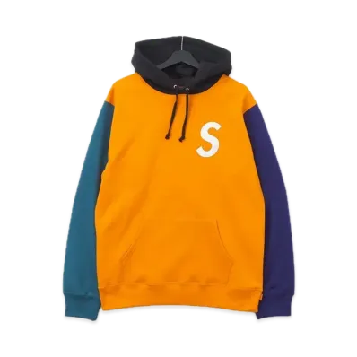 Supreme S Logo Colorblocked Hooded Sweatshirt "Orange"