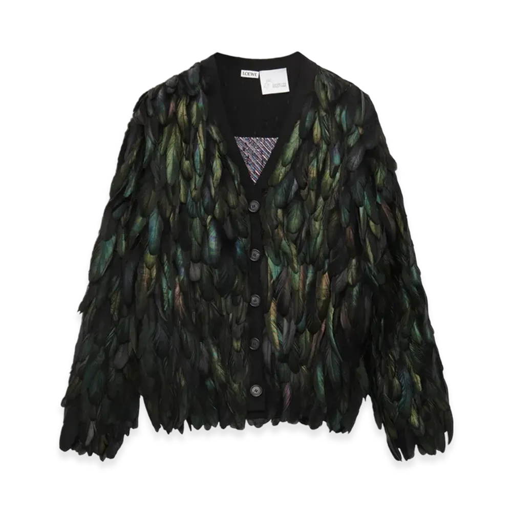 LOEWE x Howl's Moving Castle Cardigan in Wool and Feather "Black"