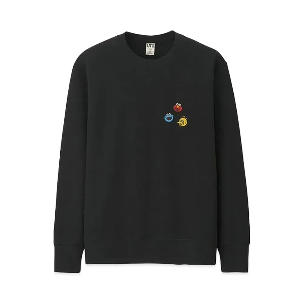 KAWS x Uniqlo x Sesame Street Elmo Cookie Monster Big Bird Heads Sweatshirt "Black"