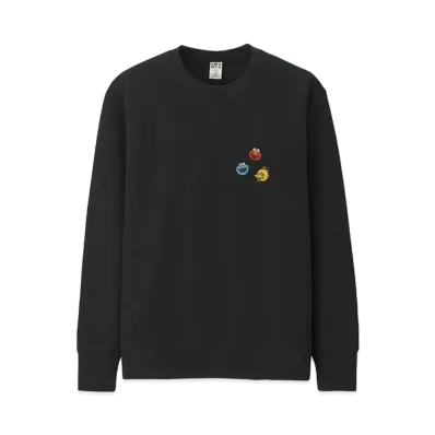 KAWS x Uniqlo x Sesame Street Elmo Cookie Monster Big Bird Heads Sweatshirt "Black"