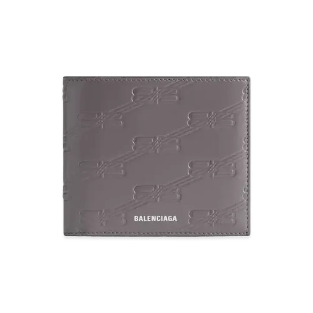 BALENCIAGA Embossed Monogram Square Folded Coin Wallet Box "Dark Grey"