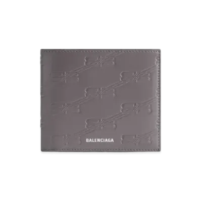 BALENCIAGA Embossed Monogram Square Folded Coin Wallet Box "Dark Grey"