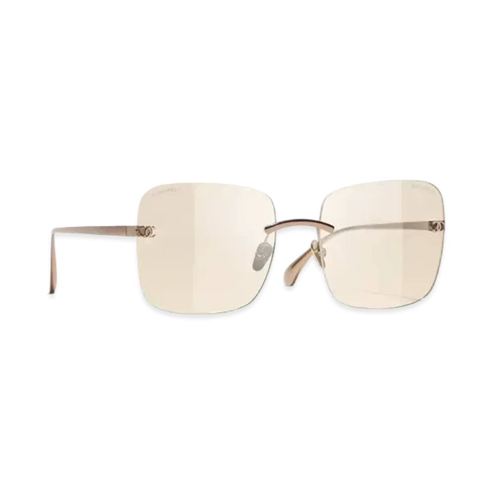 CHANEL Square Blue Light Glasses Titanium "Pink/Gold"