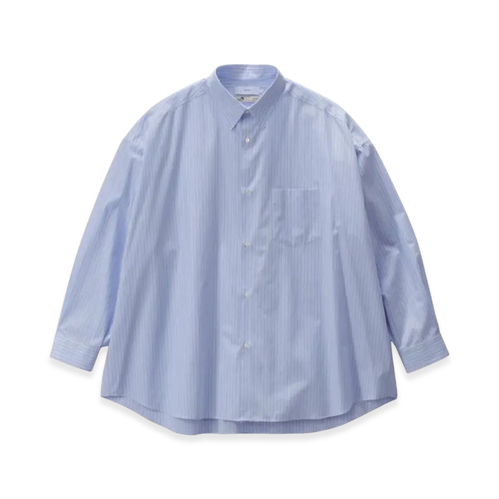 Graphpaper Sidogras L/S Oversized Band Collar Shirt "Sax Strype"