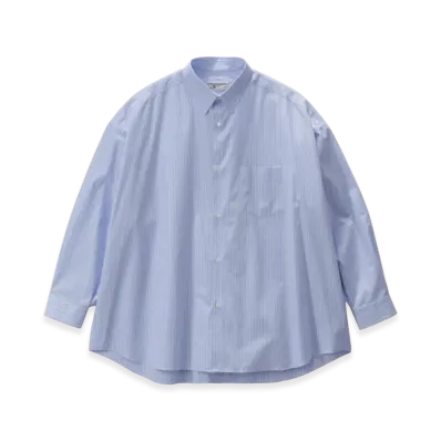 Graphpaper Sidogras L/S Oversized Band Collar Shirt "Sax Strype"