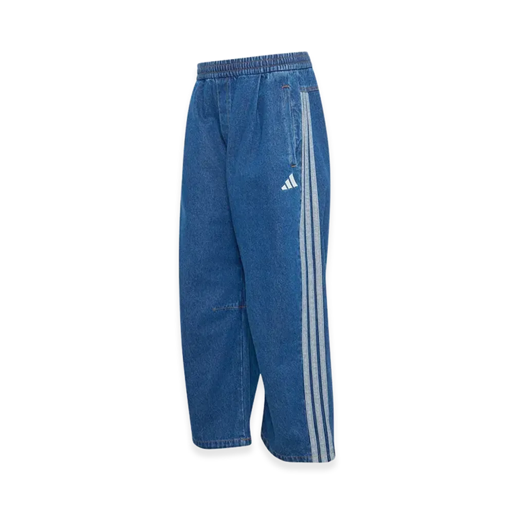 adidas Stadium Oversized Fit Denim Full Length Open Hem Track Pants "Preloved Ink"