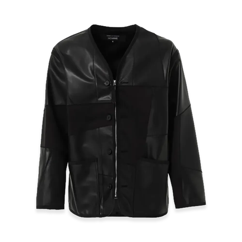 COMME des GARCONS HOMME Synthetic Leather Patchwork Jacket "Black"
