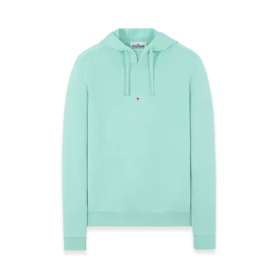 Stone Island 617X2 Marina Logo Fleece Hooded Sweatshirt - 21SS "Aqua"