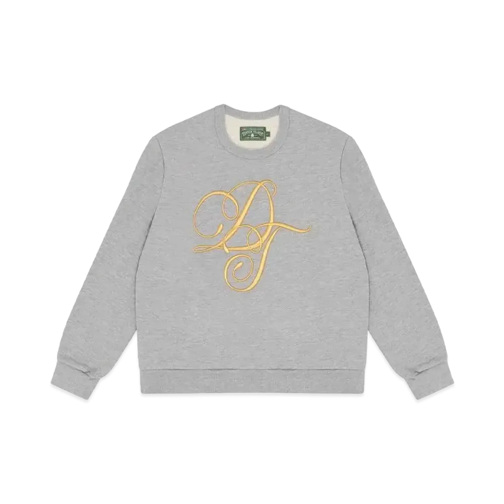 DENIM TEARS DT Metallic Gold Script Crewneck "Grey"