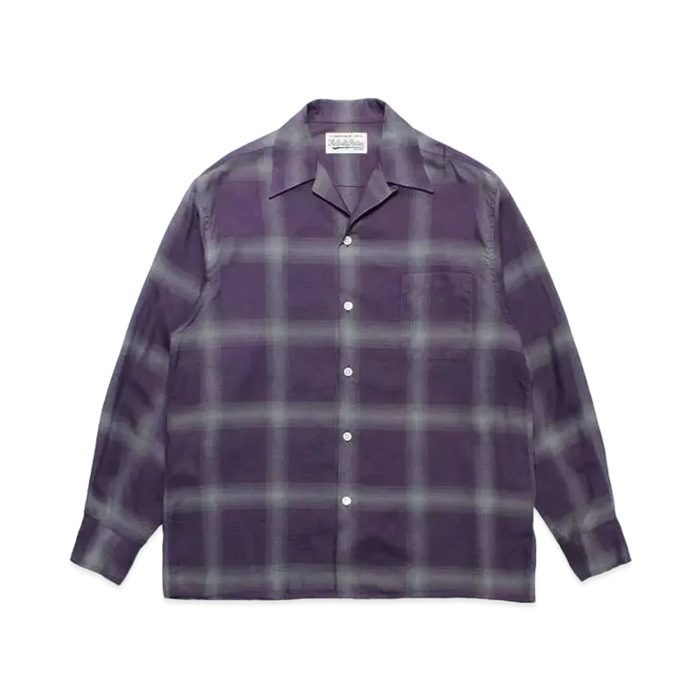 WACKO MARIA Check Open Collar Shirt "Purple"