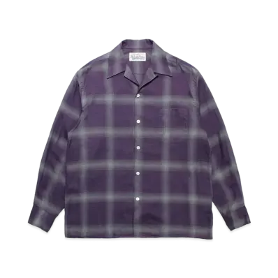 WACKO MARIA Check Open Collar Shirt "Purple"