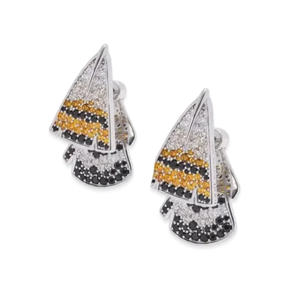 LOEWE Feather Earrings in Sterling Silver and Crystals "Silver/Orange"