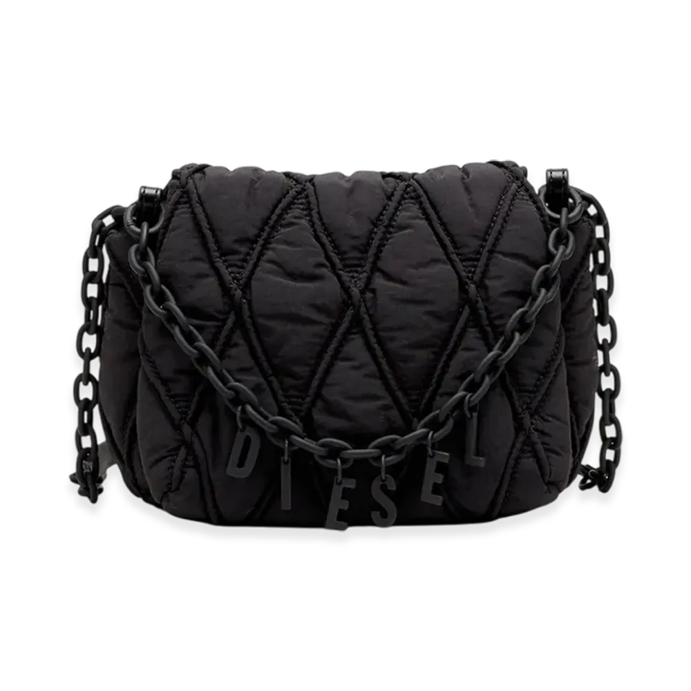 Diesel Charm-D Shoulder S Charm-D S-Small Shoulder Bag In Quilted Nylon "Black"