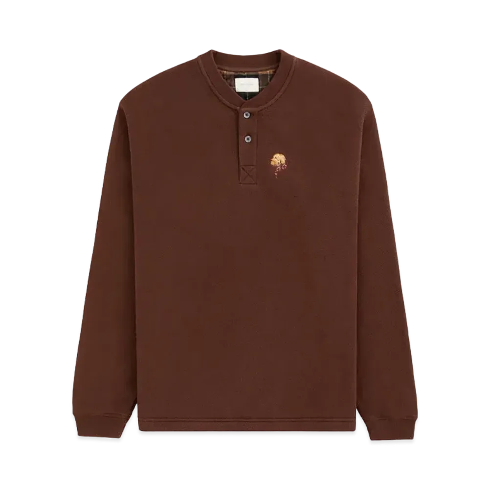 Aime Leon Dore Embroidered Waffle Henley "Brown"