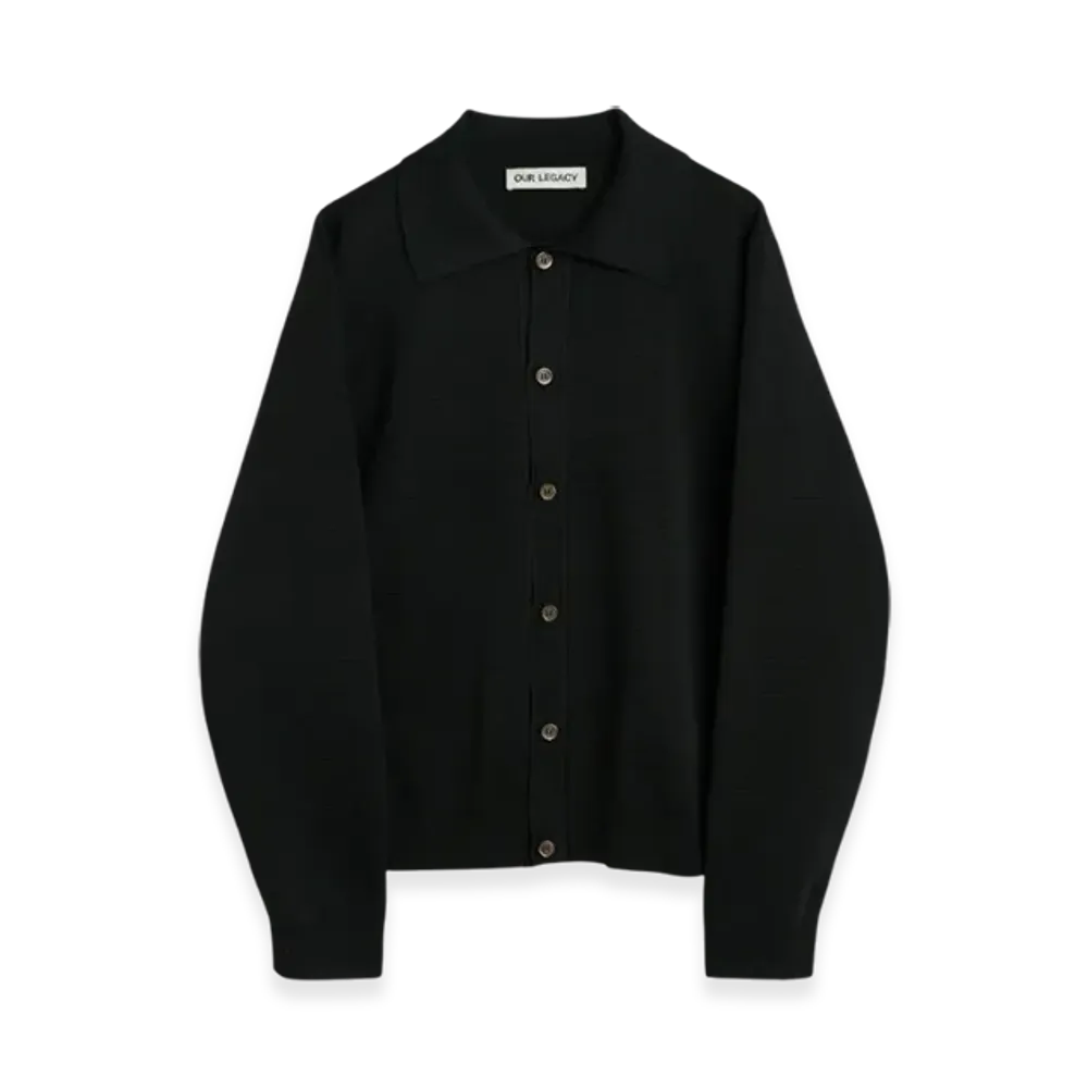OUR LEGACY Evening Polo Performance Poly "Super Black"