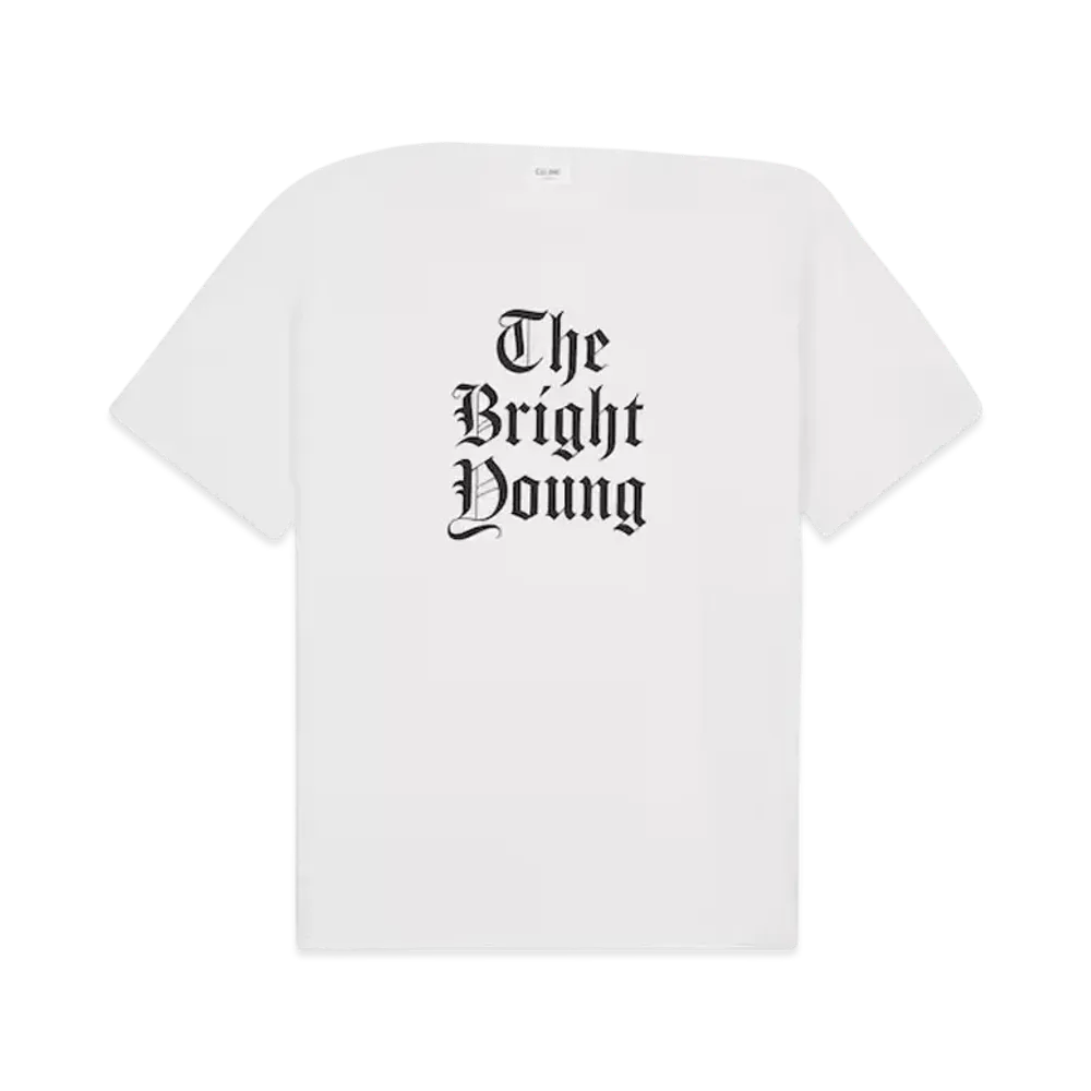 CELINE Men's Bright Young Loose T-Shirt in Cotton Jersey "Off White/Black"
