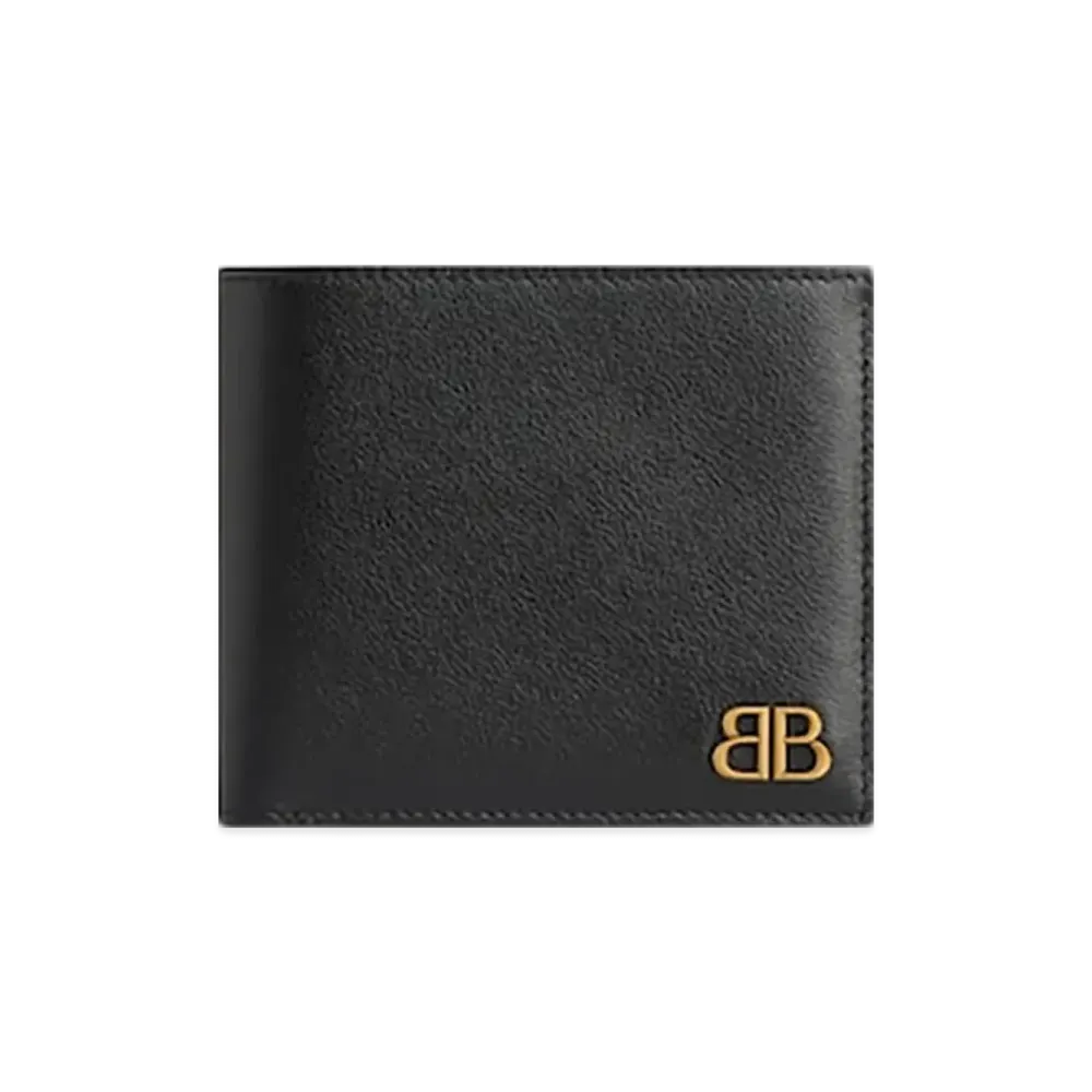 BALENCIAGA Monaco Square Folded Coin Wallet "Black"