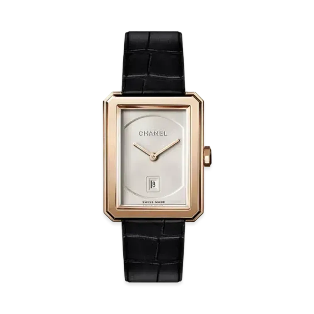 CHANEL Boy Friend Watch Medium Version Quilted Pattern Calfskin Strap and Second Strap Included "Beige Gold"