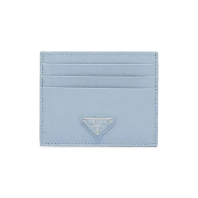 PRADA Saffiano Leather Card Holder "Light Blue"
