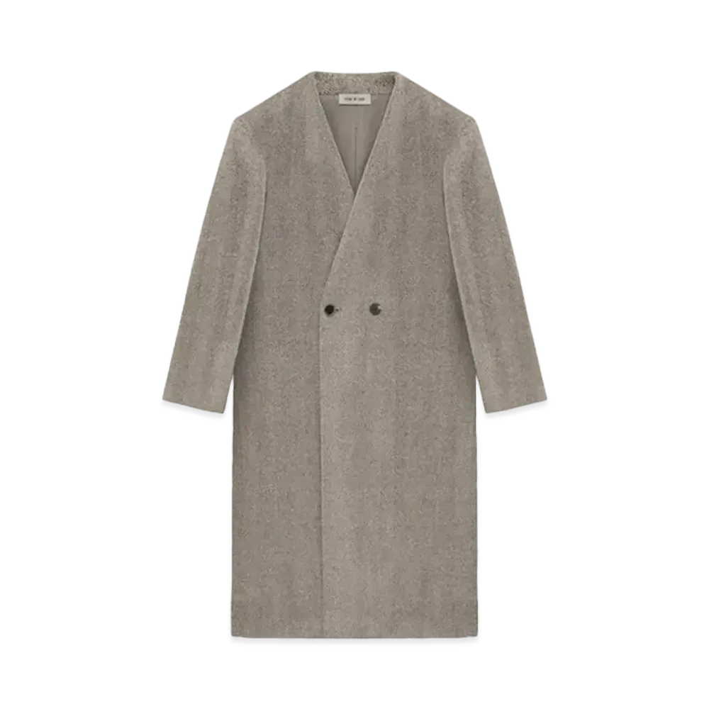 FEAR OF GOD ESSENTIALS Alpaca Herringbone Lapelless Coat "Dove Grey"