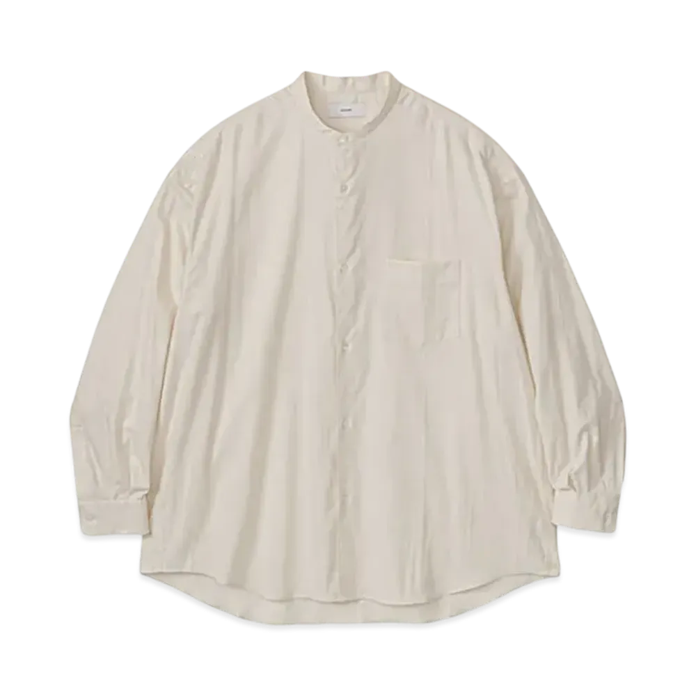 Graphpaper Cotton Cashmere L/S Oversized Band Collar Shirt "Ivory"