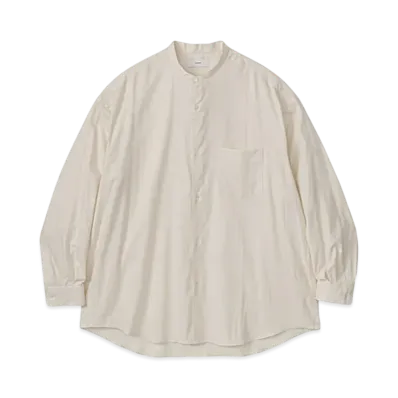 Graphpaper Cotton Cashmere L/S Oversized Band Collar Shirt "Ivory"
