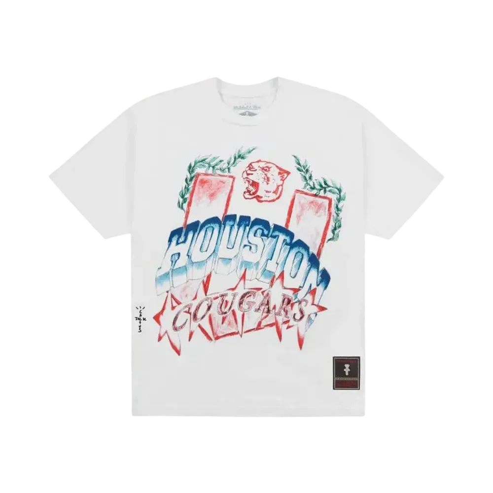 Travis Scott x M&N x University Of Houston Handdrawn Tee "White"