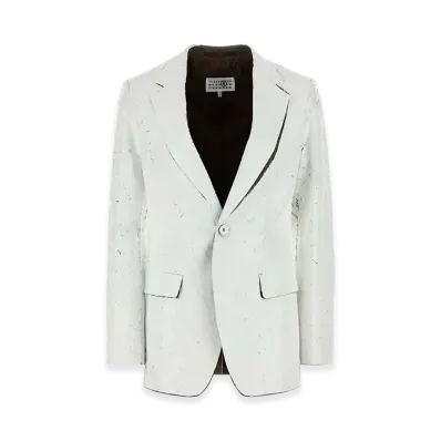 MM6 Maison Margiela Women's Stretch Polyester Blend Blazer "White"