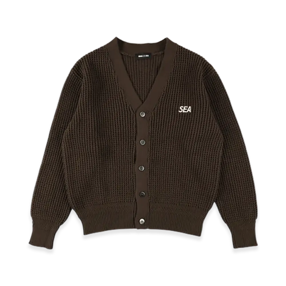 WIND AND SEA Waffle Knit Cardigan "Brown"