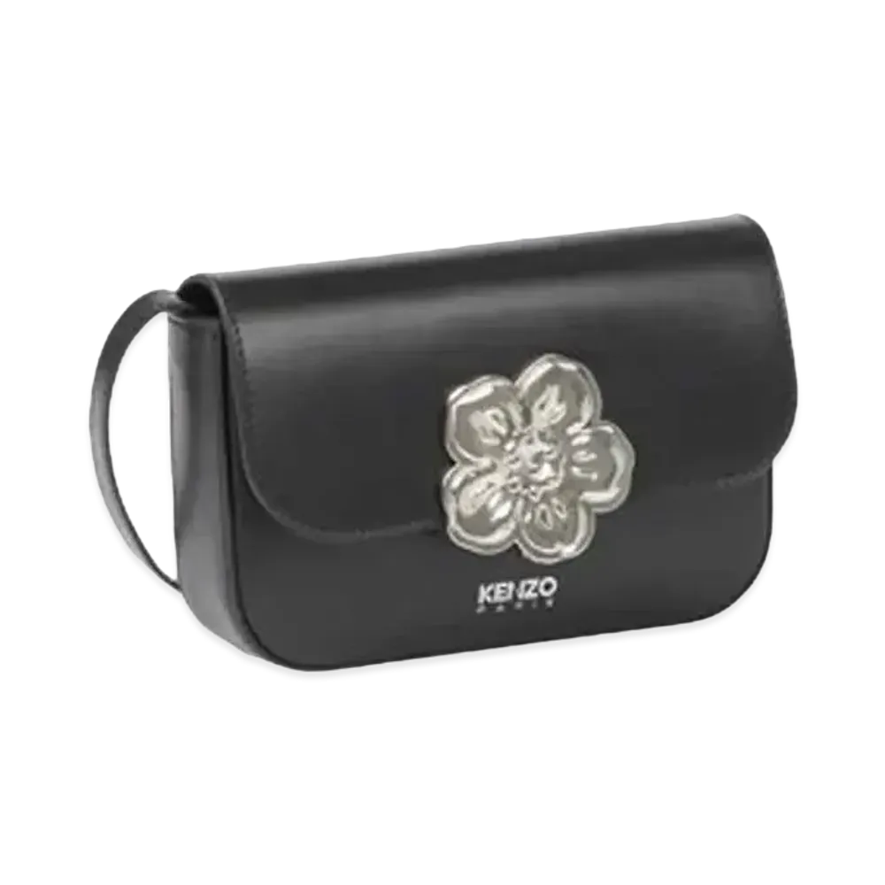 KENZO 'BOKE FLOWER' Leather Hand Bag "Black"