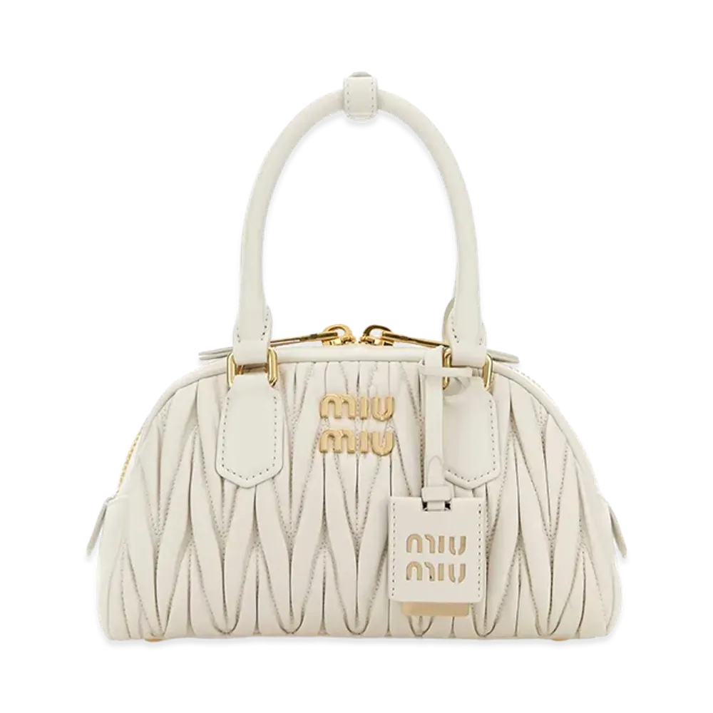 MIU MIU Women's Nappa Leather Arcadie Handbag "White/Ivory"