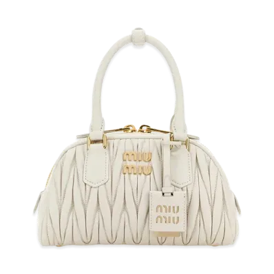 MIU MIU Women's Nappa Leather Arcadie Handbag "White/Ivory"