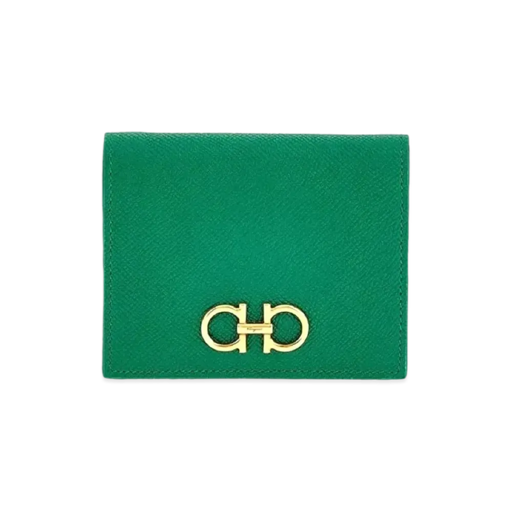 Salvatore Ferragamo Gancini Compact Wallet "Scrubs Green"