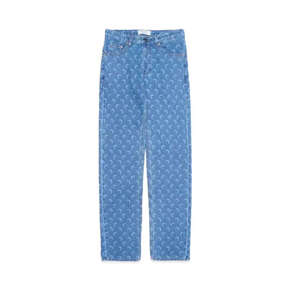 Marine serre MOON LASER DENIM LOOSE JEANS "LIGHT BLUE"
