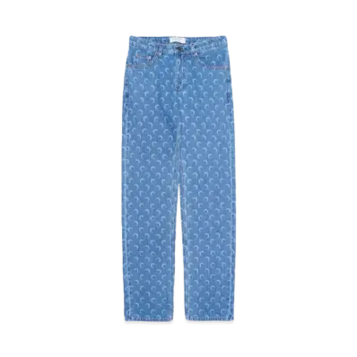 Marine serre MOON LASER DENIM LOOSE JEANS "LIGHT BLUE"