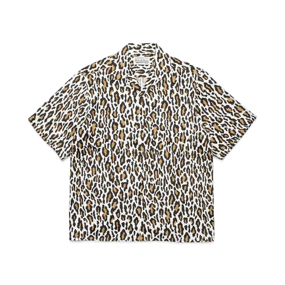 WACKO MARIA Leopard Open Collar Shirt "White"