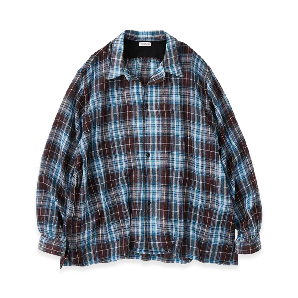 NICENESS Thom Multicolor Ombre Open-Collar Shirt "Navy"