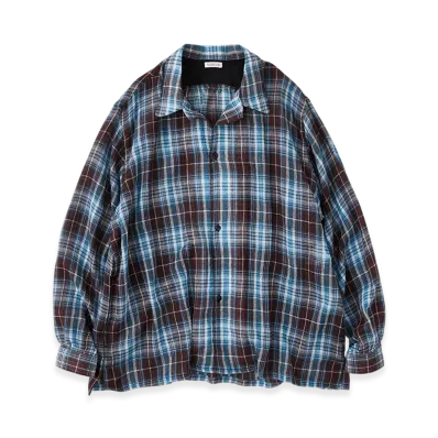 NICENESS Thom Multicolor Ombre Open-Collar Shirt "Navy"