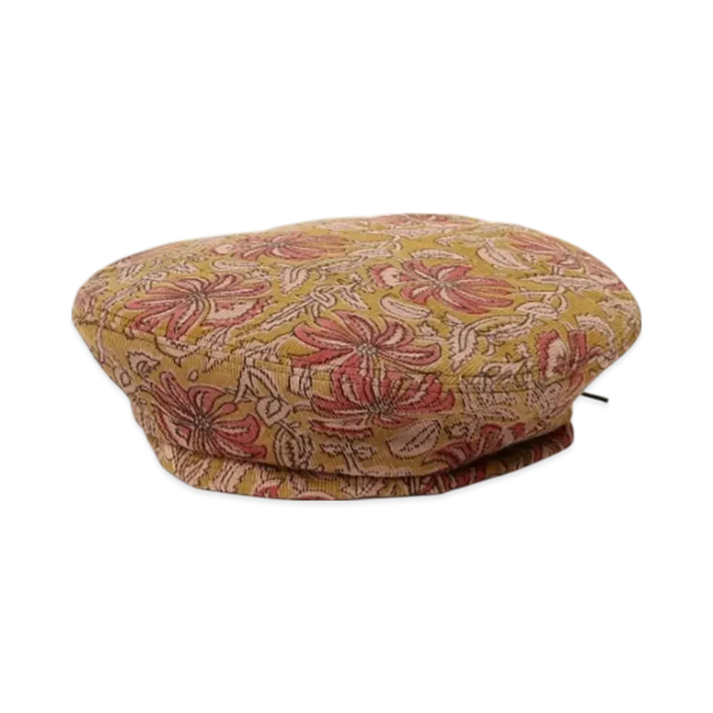 ENGINEERED GARMENTS Beret - Floral Printed Corduroy "Khaki"