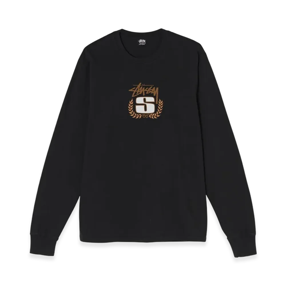 Stussy S Wreath Pigment Dyed LS Tee "Black"