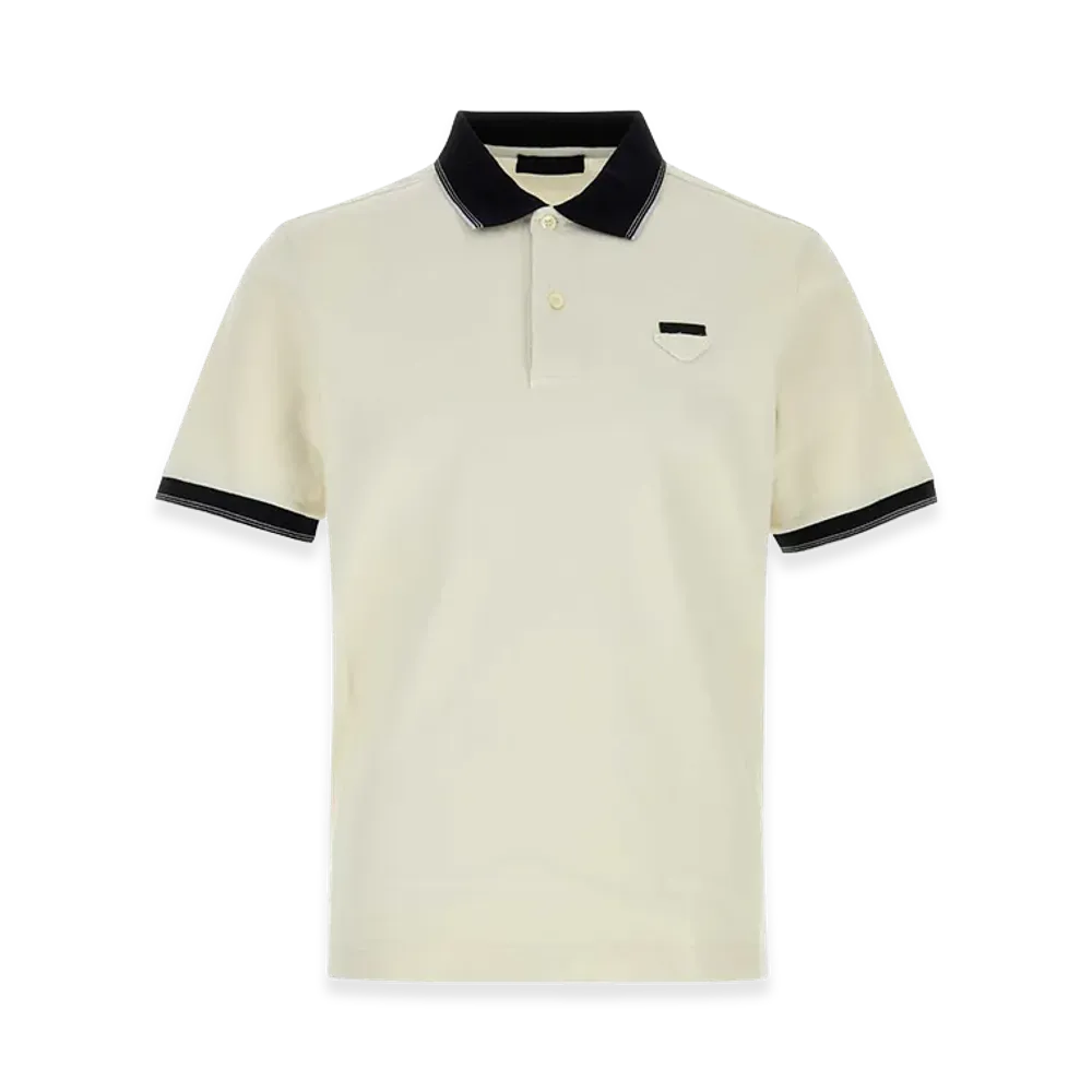 PRADA Triangle Logo Polo Shirt "White"