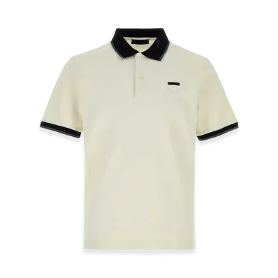 PRADA Triangle Logo Polo Shirt "White"